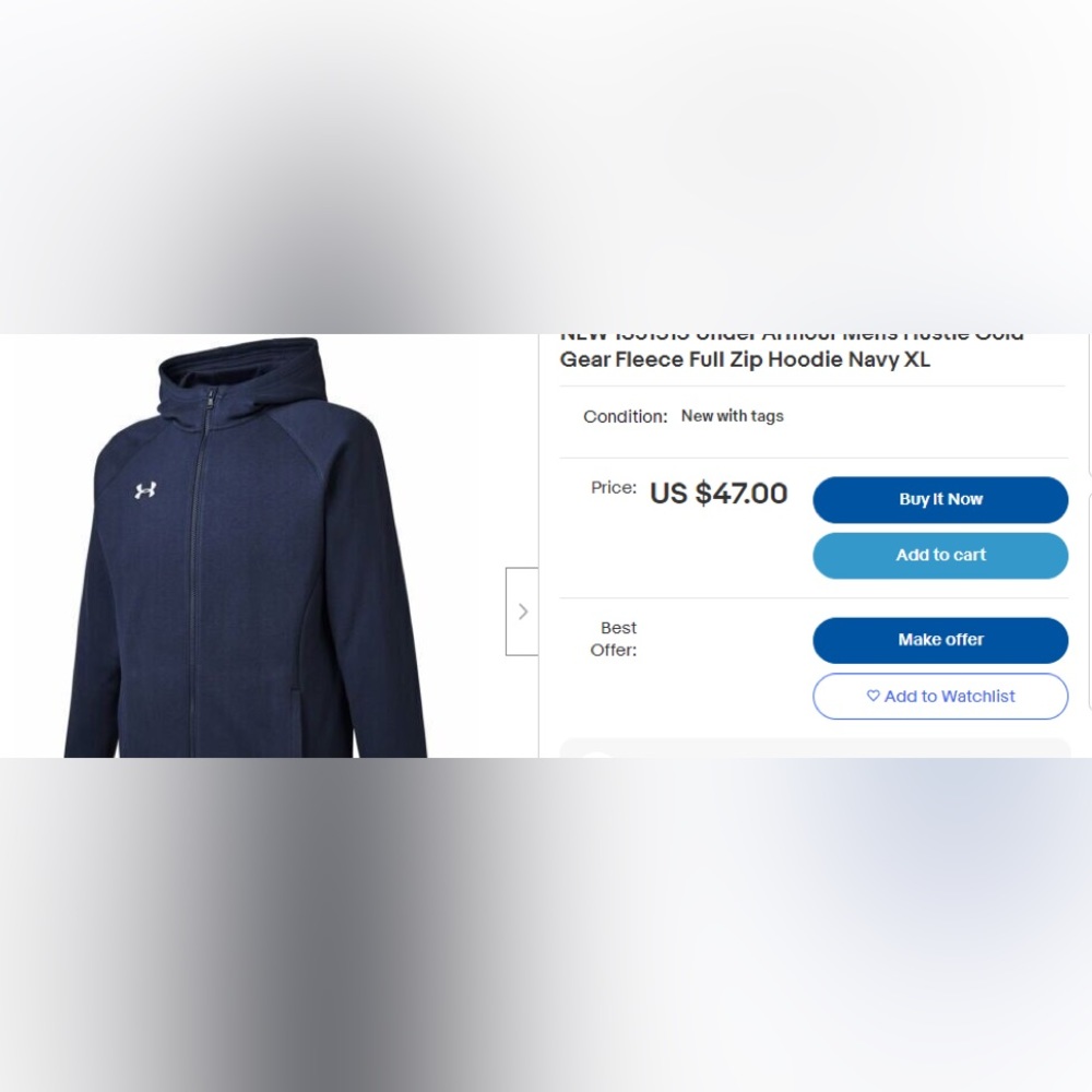 NEW 1351313 Under Armour Mens Hustle Cold Gear Fleece Full Zip Hoodie Navy